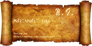 Máthé Ida névjegykártya